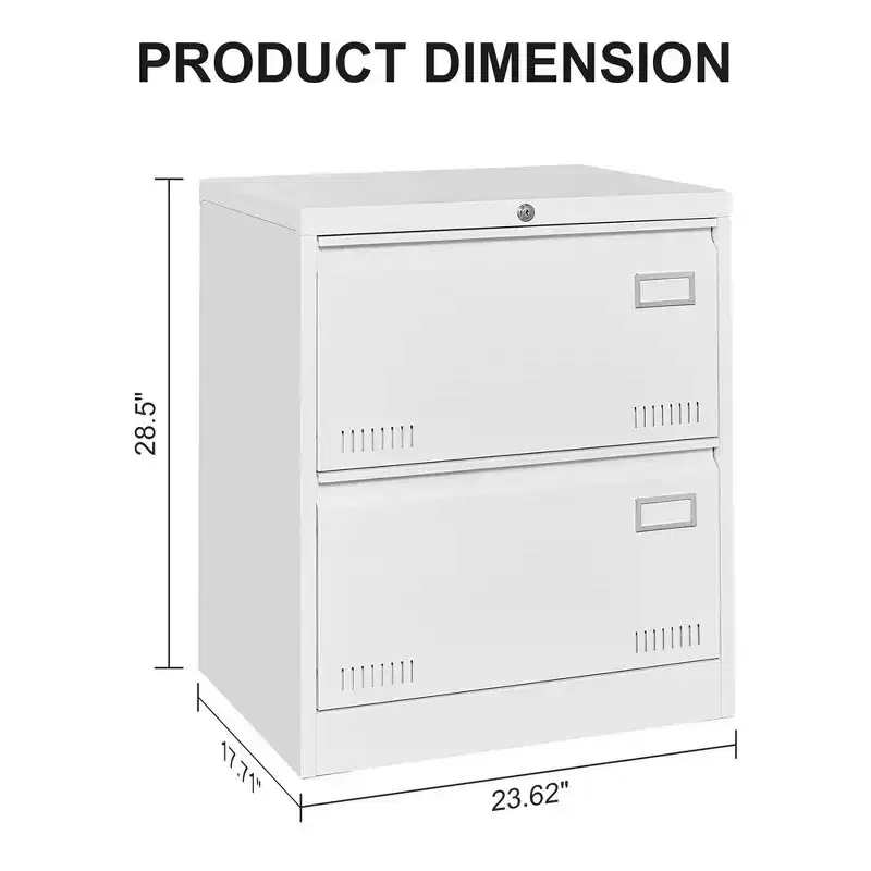 2 Drawer File Cabinet with Lock, Metal Vertical Filing Storage Cabinet, Under Desk Legal/ Letter Size Files Storage Cabinet For Office Home
