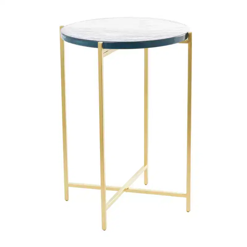 Metal X-Shaped Accent Table – Iron Frame, 24.4