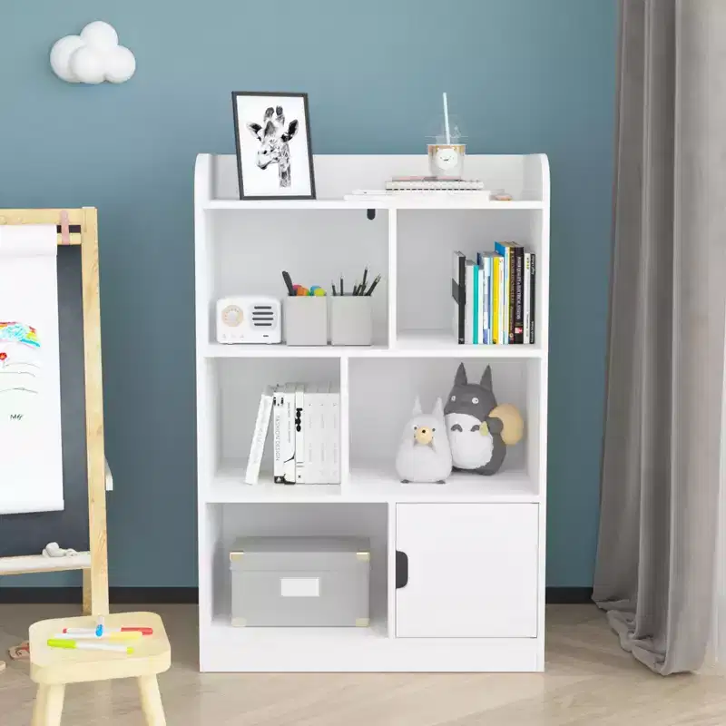 MAYEERTY Kids Bookshelf with 6 Compartments Freestanding Shelves and Cube Organizer for Bedroom Living Room