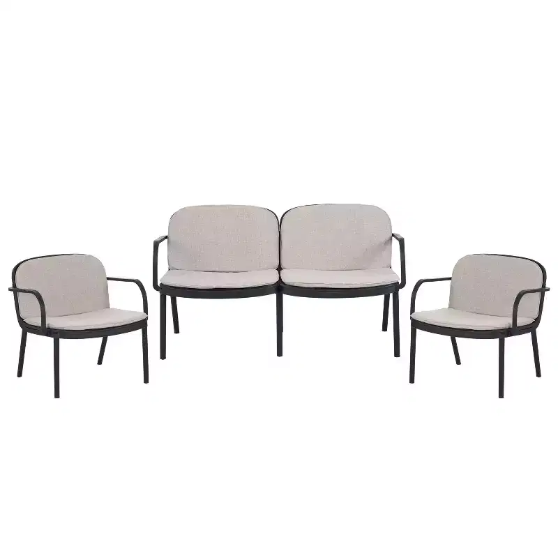 Christopher Knight Home Gunda Outdoor Modern 3 Pieces Polypropylene Upholstered Loveseat and Chair Set