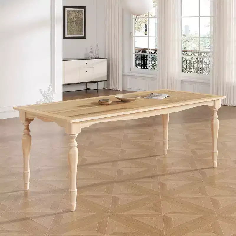 82.7 Vintage Traditional Extendable Dining Table, 23.6 Removable Leaf Natural Finish
