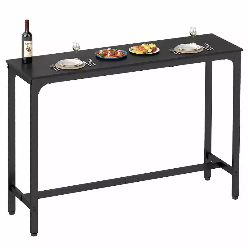 Bar Height Pub Table with Sturdy Metal Legs and Adjustable Foot Pads, 55/77 Inch