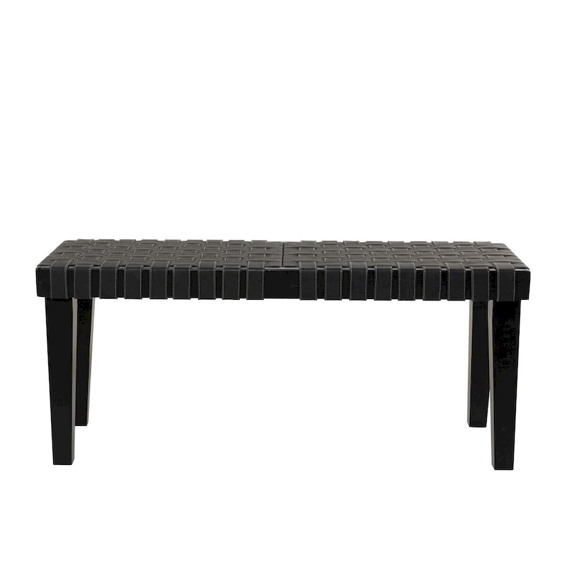Wood Woven Bench - Black or Brown - Roche River Decor