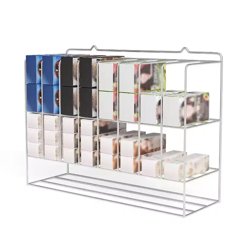 Hair Color Organizer Rack, 2-Tier Wall-Mounted Metal Salon Storage Display for Hair Dye Tubes, Silver