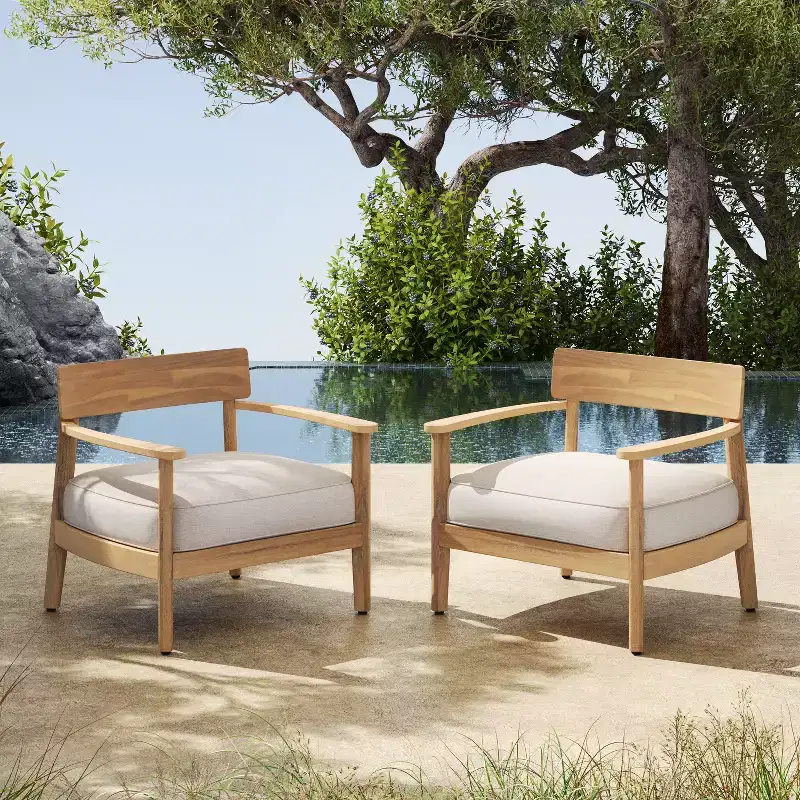 Christopher Knight Home Mallorca Acacia Wood Outdoor Club Chair with Seat Cushion
