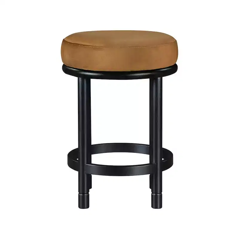 Saddle Velvet Counter Stool, Black Ash Wood Legs