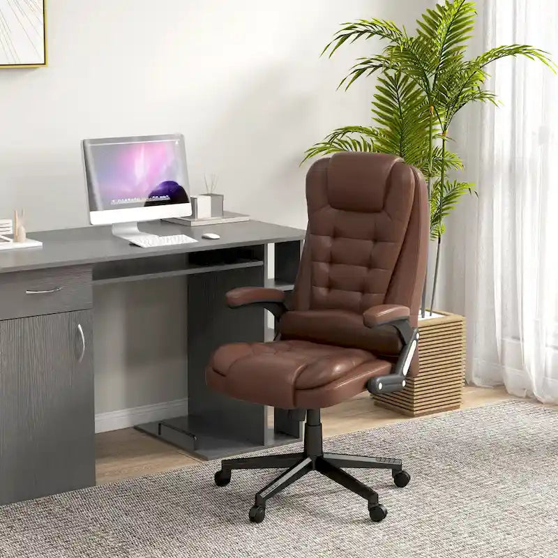 High Back Vibration Massage Office Chair with 6 Vibration Points, Beige