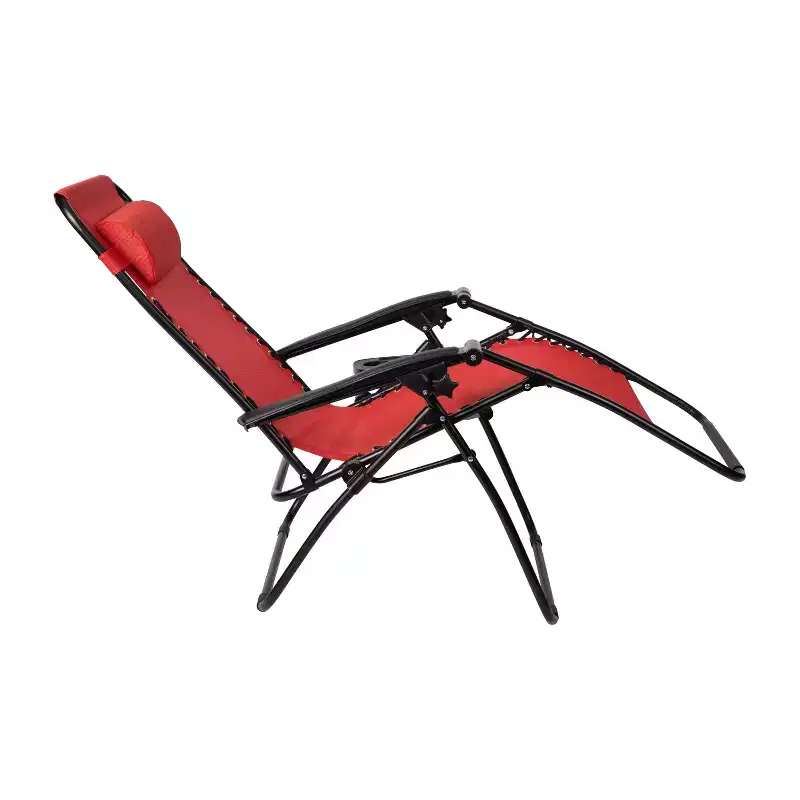 Merrick Lane Set of 2 Folding Mesh Upholstered Zero Gravity Chair with Removable Pillow and Cupholder Tray