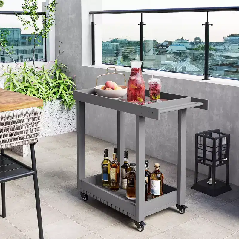 Service Utility Cart with Wheels, 500lbs Capacity, Heavy Duty Tub Storage Cart, Multipurpose Rolling 2-Tier Mobile Storage Organizer, Gray