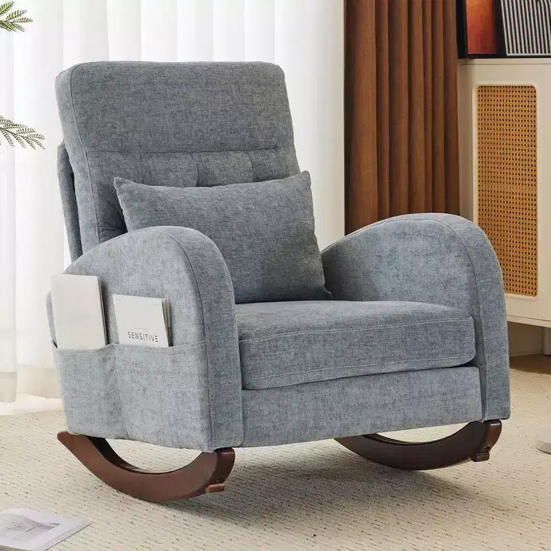Karl Home Upholstered Blue Rocking Chair