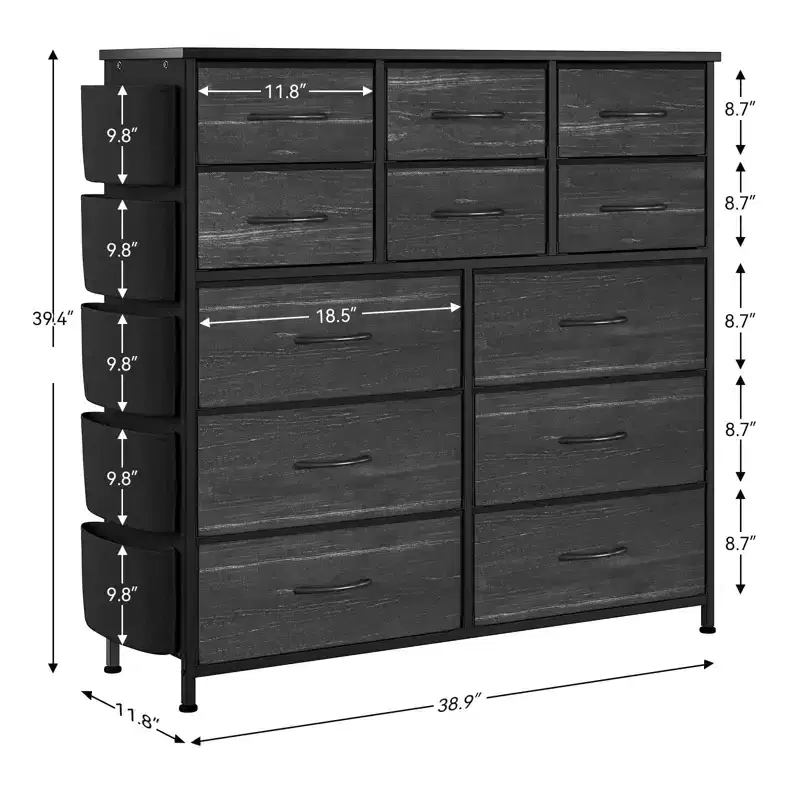 Dresser for Bedroom with 12 Drawer, Dressers & Chests of Drawers for Hallway, Entryway, Storage Organizer Unit with Fabric, Sturdy Metal Frame