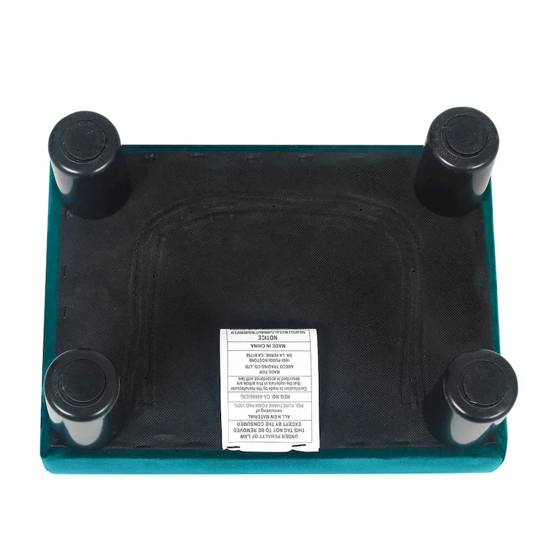 Adeco Velvet Foot Stool Ottoman with Tufted Button