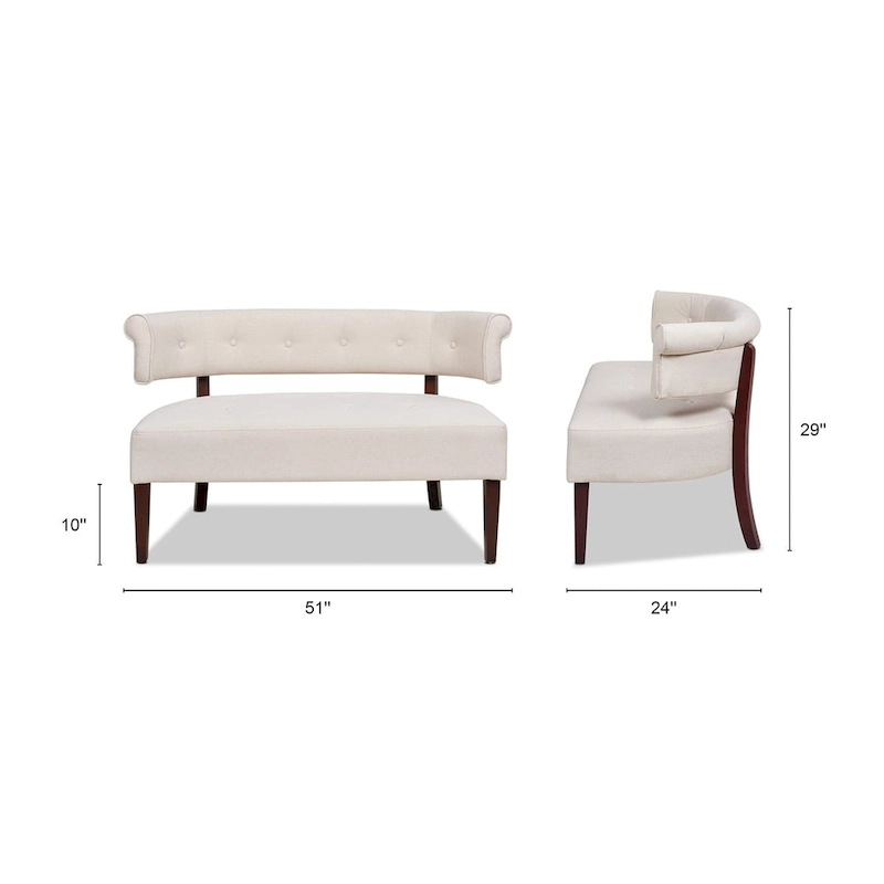 Jared 51 Modern Recessed Arm Tufted Bench Settee