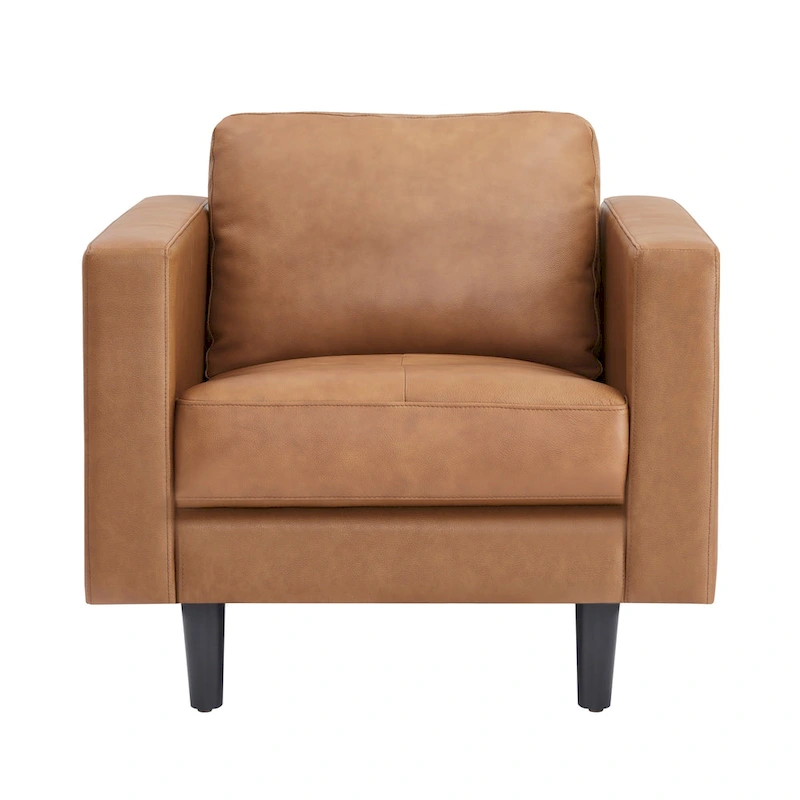 Premium Cowhide Leather Chair With High Density Cushions and Large Seating Space