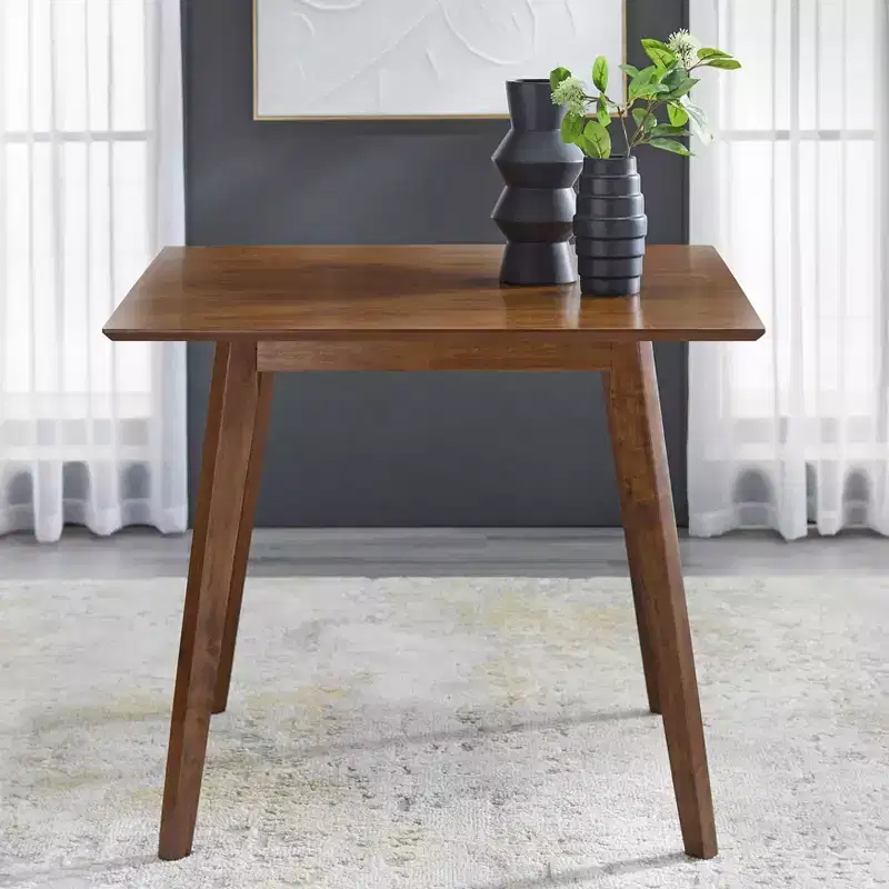 Buylateral Clybourn Mid Century Modern Square Dining Table Walnut: Mid-Century Modern, Rubberwood Legs, MDF Top