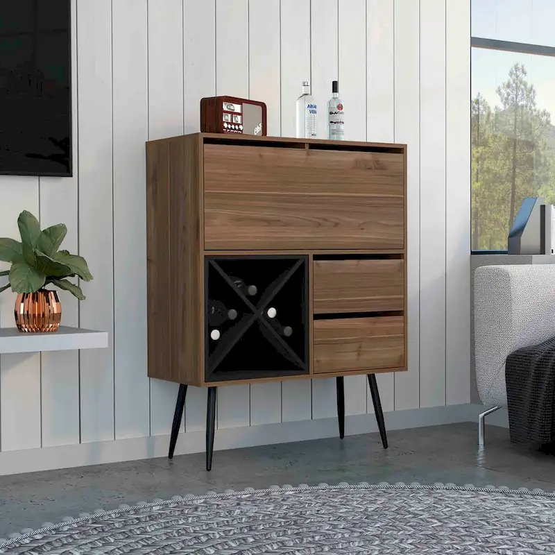 Prunus Bar Cabinet, One Cabinet, Two Drawers - N/A