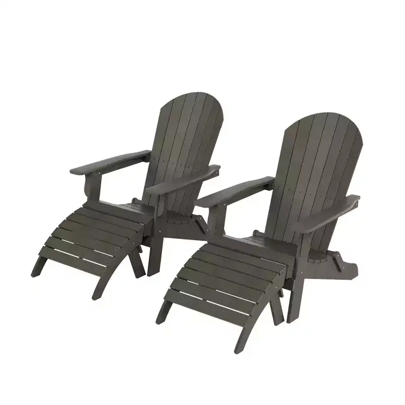 WestinTrends Tuscany HIPS Outdoor Patio Folding Adirondack Chairs with Ottomans (4-Piece Conversation Set)