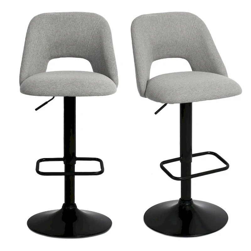 17.7 Bigger Base Vinyl Adjustable Height Swivel Bar Stool, Set of 2 - 32x17x17