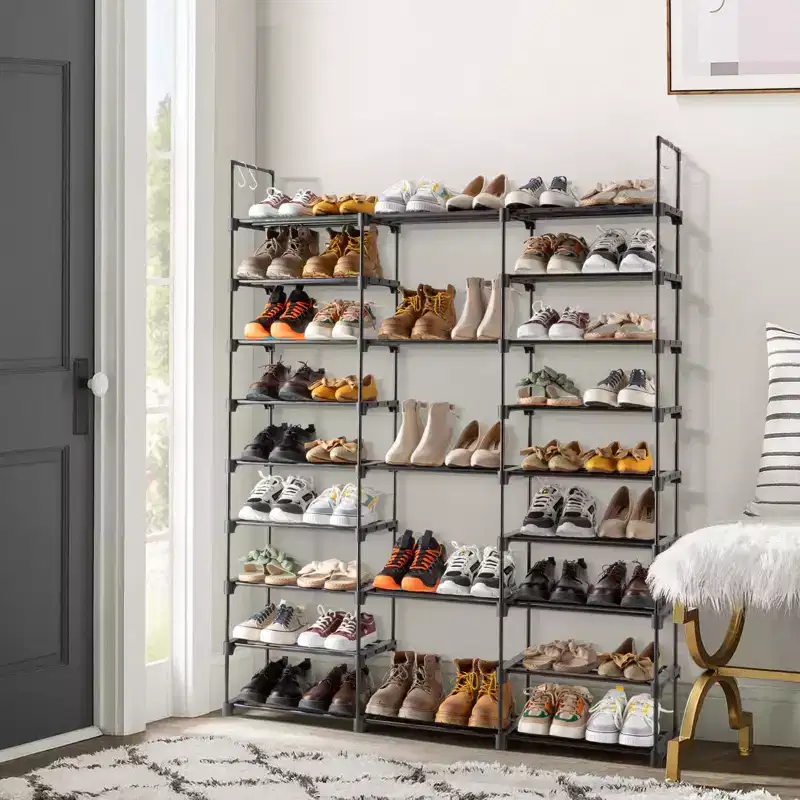 Metal & Plastic 9-Tier Shoe Rack 50''D x 11.75''W x 62.25''H