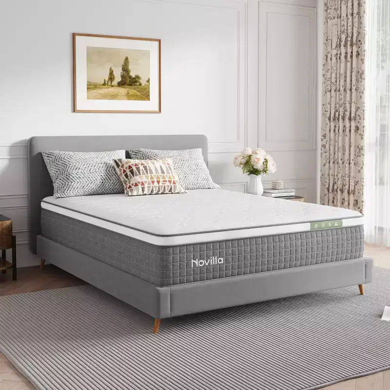 Novilla 10/12/14 inch Cooling Gel Memory Foam Hybrid Mattress, In a Box Medium Firm for Pressure Relief
