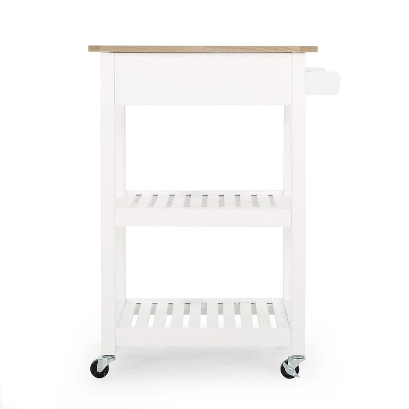 Compact Wooden Kitchen Cart with Wheels Shelves and Drawer by Christopher Knight Home