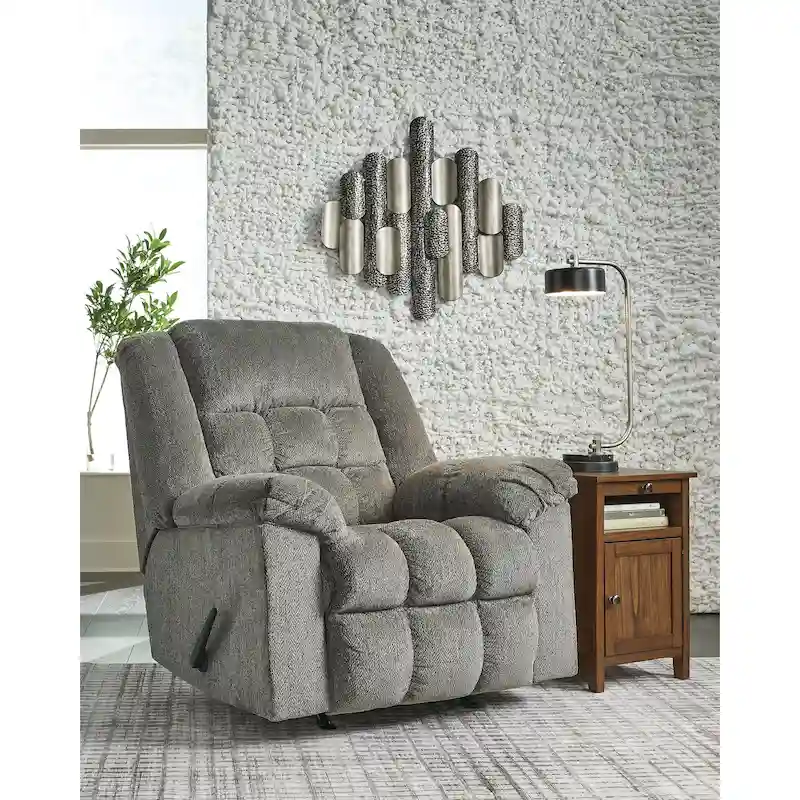 Plush Rocker Recliner Chair with One-Pull Reclining & Gentle Rocking Motion