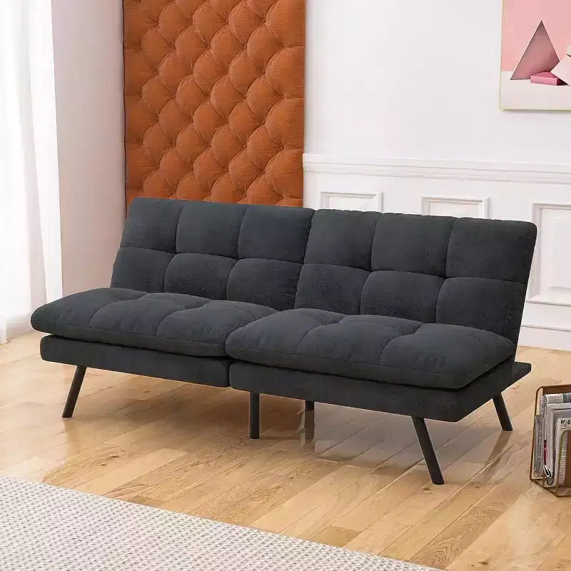 Dyonery 68Futon Couch with Adjustable Backrest & Foldable Design,Convertible Sleeper Sofa for Small Spaces Livingroom Apartment Office