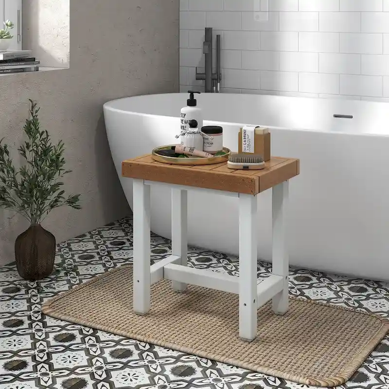 Costway 18 x 12 Heavy Duty HDPE Waterproof Shower Bench Spa Bath - See Details