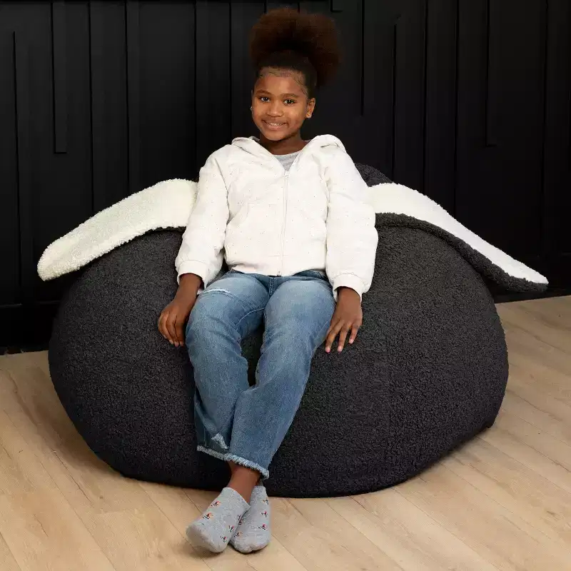 Raven-Symon Home HopSeat Bunny Oval Shaped Large Bean Bag Chair with Ears