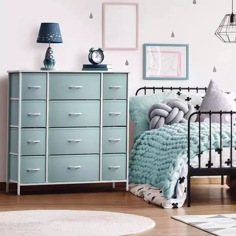 Sorbus Dresser with 12 Drawers - Chest Organizer Unit with Steel Frame Wood Top and handle - Large Dresser for Bedroom, Nursery & etc