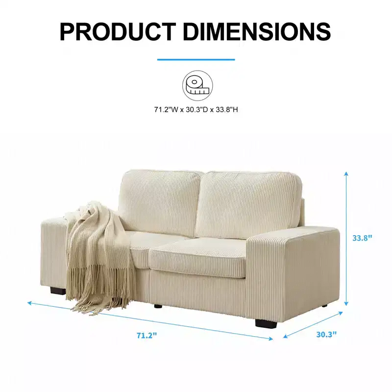 71 Loveseat Sofa Couch, Corduroy Couch for Small Spaces