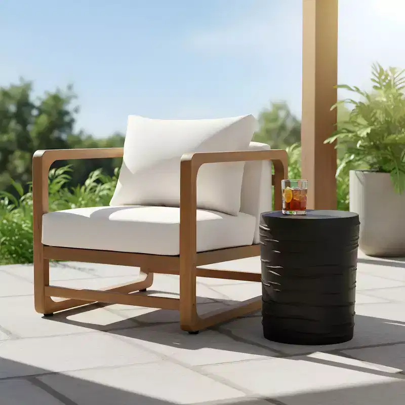 Christopher Knight Home Honora Patio 2 Piece Acacia Wood Oversized Seating Set with Cushions and Lightweight Concrete Table