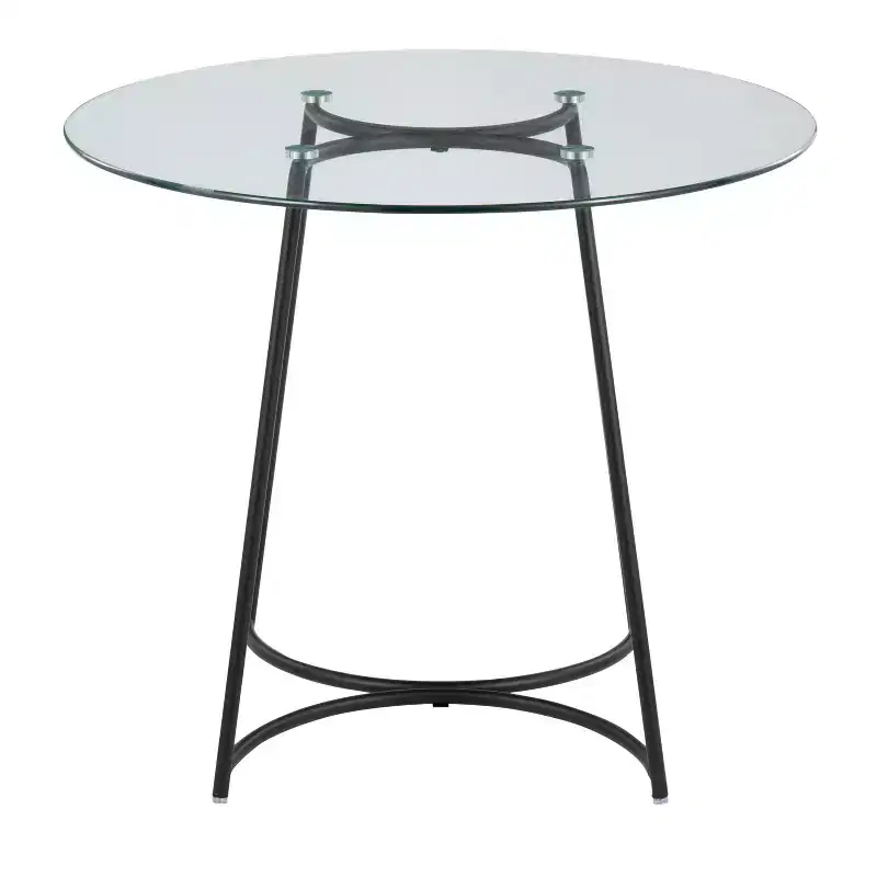 Okak Round Dining Table Kitchen Table Modern Dinette Table with Clear Glass Top for Dining Room