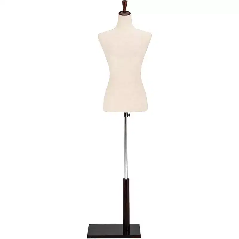Female Dress Form, Mannequin Torso Body with Adjustable Wood Stand for Dress Display Clothes Design, Pinnable Manikin