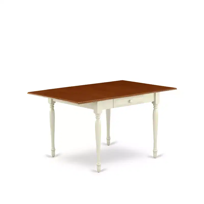 HomeStock Real Wood Dining Table Set Buttermilk Cherry Finish Modern