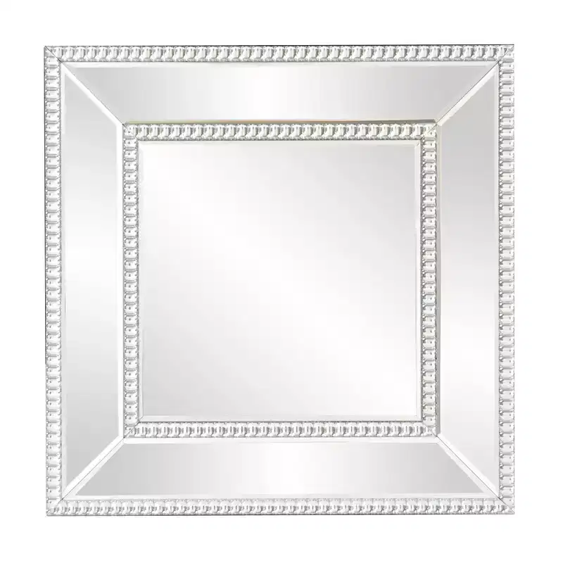 Howard Elliott Bijou Accent Wall Mirror Silver: Modern Square Glass, No Assembly, Wall Mount