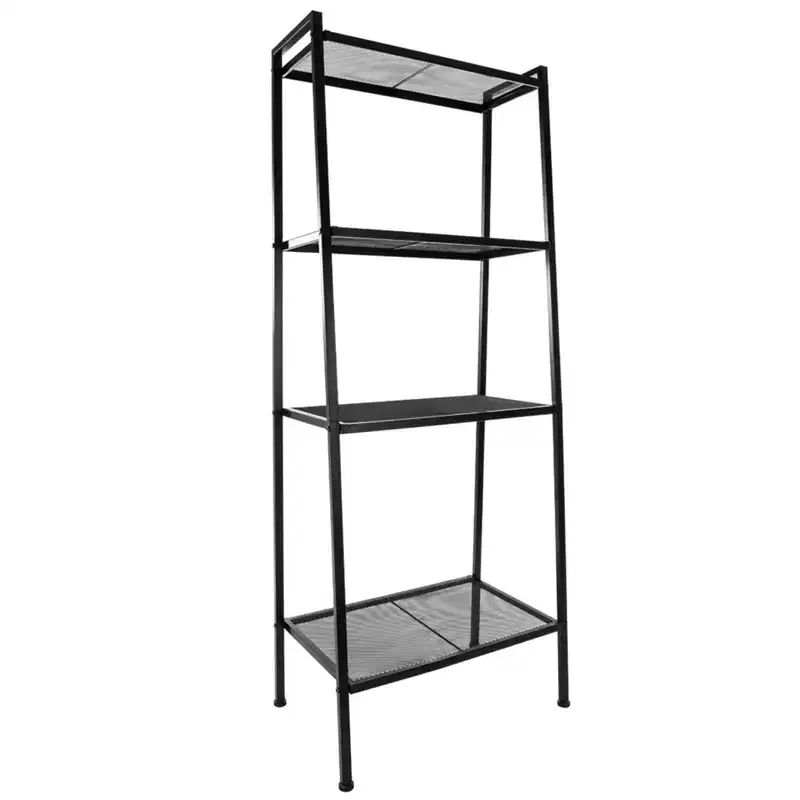 4-Tier Storage Bookshelf, Multi-Use Rack for Books & Items, Iron Frame, 57.9in, Ivory White/Black