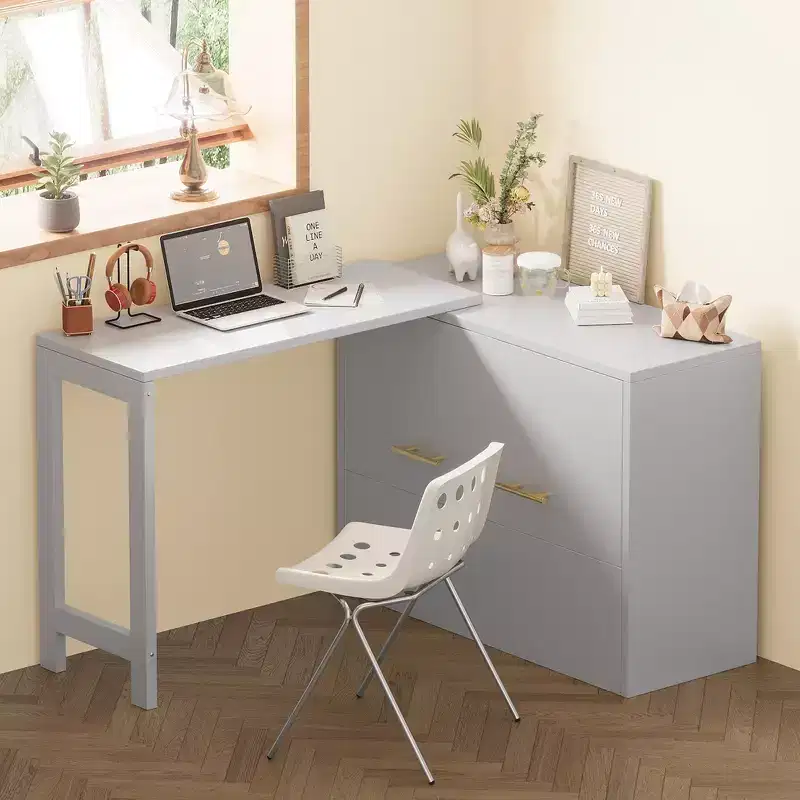 Twin Size Murphy Cabinet Bed Frame with Adjustable Desk and Foldable Cushion, 74.8x30.3x79.9 in