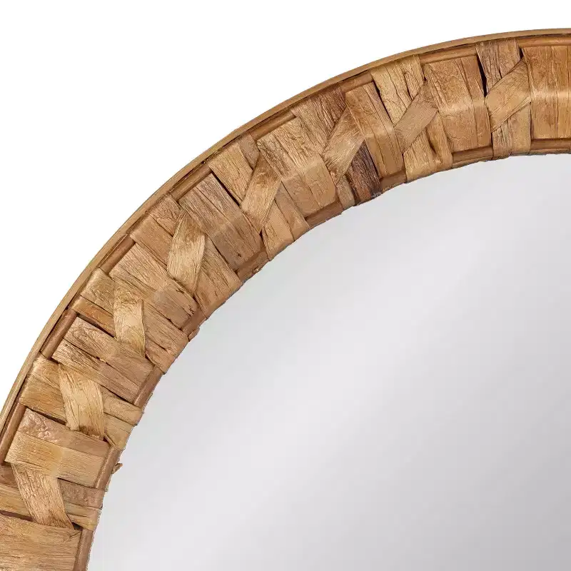 Kate & Laurel All Things Decor 26"x26" Laalima Woven Round Mirror Rustic Brown