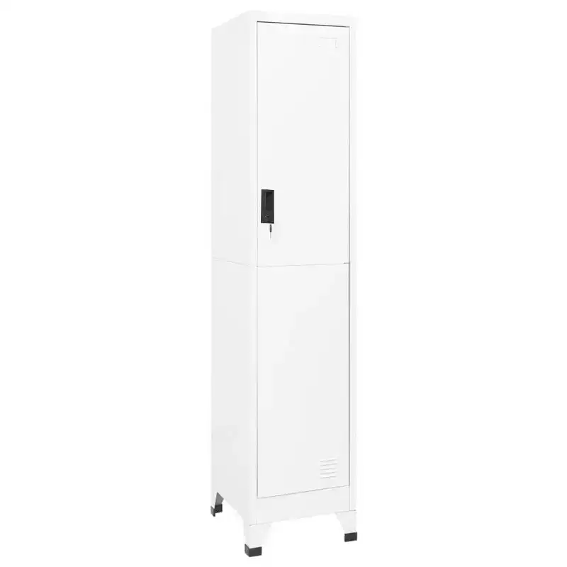 vidaXL Locker Cabinet White Steel Tall Locker Cabinet Rectangular