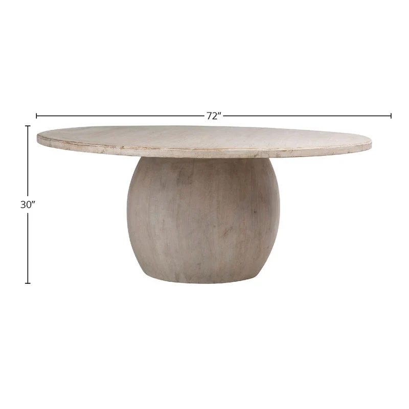 Distressed White Round Reclaimed Pine Dining Table – Seats 6–8
