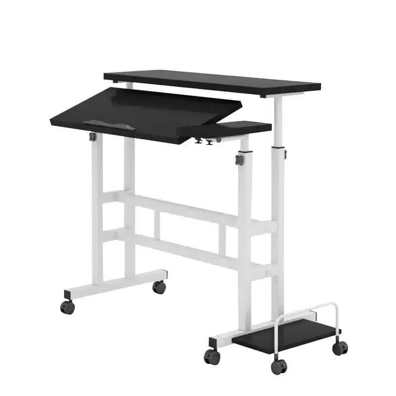 Small Standing Desk with Wheels, Mobile Stand Up Desk, Portable Standing Table on Wheels for Walking Pad, Rolling Computer Desk Adjustable Height