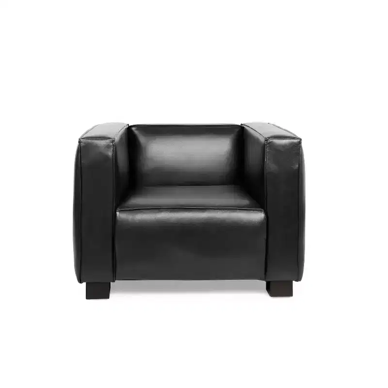 Christopher Knight Home Goyette Faux Leather Club Chair Midnight Black/Dark Walnut