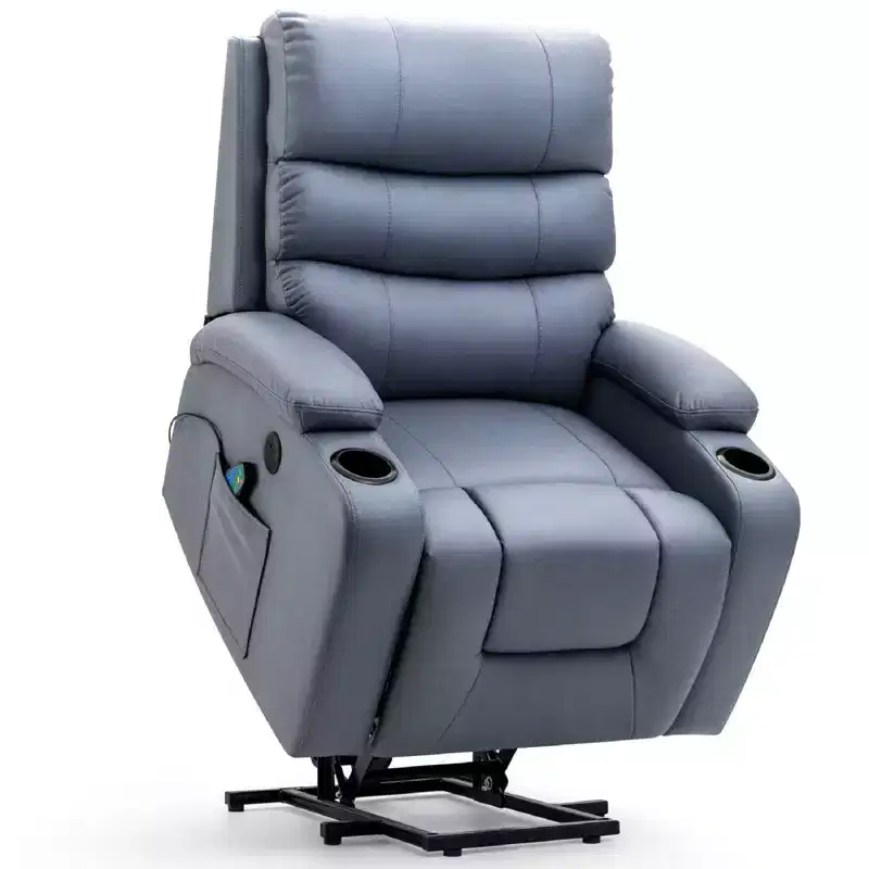 Power Lift Recliner Chair with Massage & Heat – Blue / Brown / White
