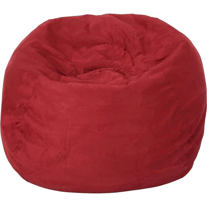 5-Foot Shredded Foam Bean Bag Chair with Removable Microsuede Cover, Lounge Seat for Kids & Adults, Red
