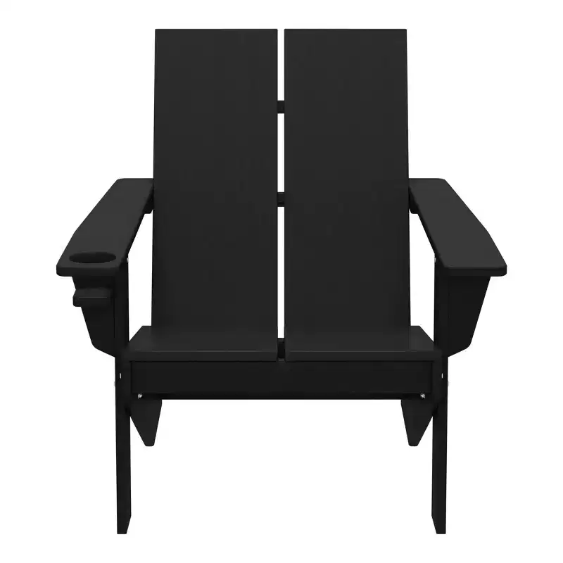WestinTrends Riviera Outdoor HDPE Modern Adirondack Chair with Cup Holder, White