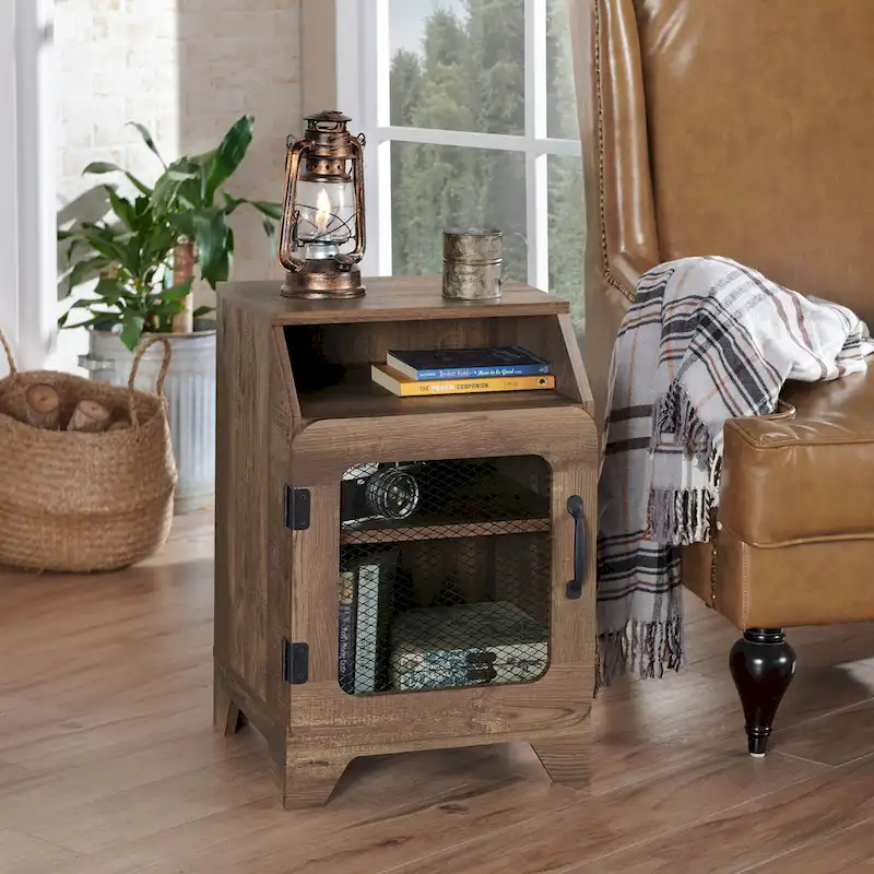 Rustic Oak 16-inch 3-Shelf End Table