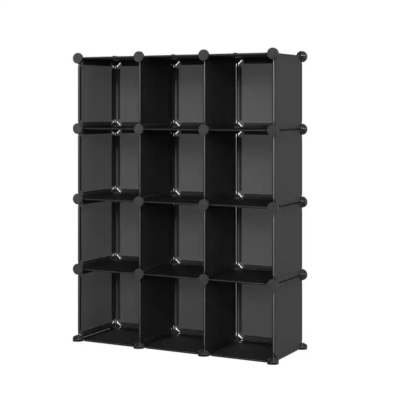 Modular 12 Cube Storage Organizer Set, 6-Cube Stackable Plastic & Steel Shelf Unit with Anti-Tip Safety Kit, for Custom Closet, Bedroom, and Office