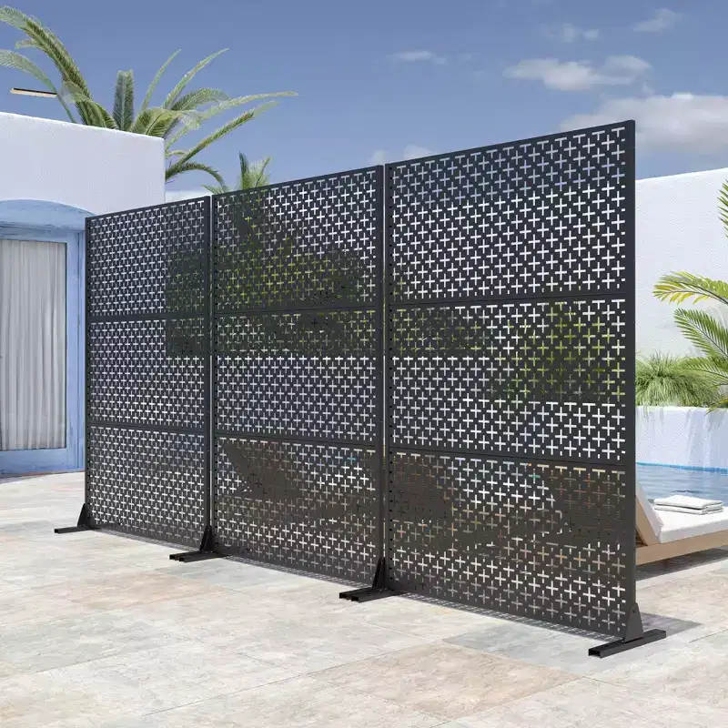 Crosshatch Pattern Black Galvanized Steel Divider | 183H x 120W x 4D cm