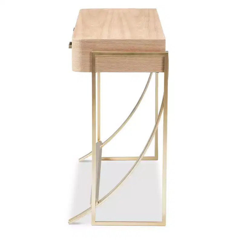 Lafoy Natural Finished Wood and Finished 2 Drawer Console Table Brown